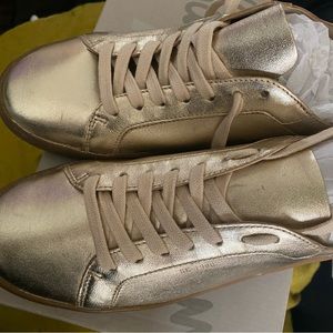 Sam Edelman Gold Leather Sneakers